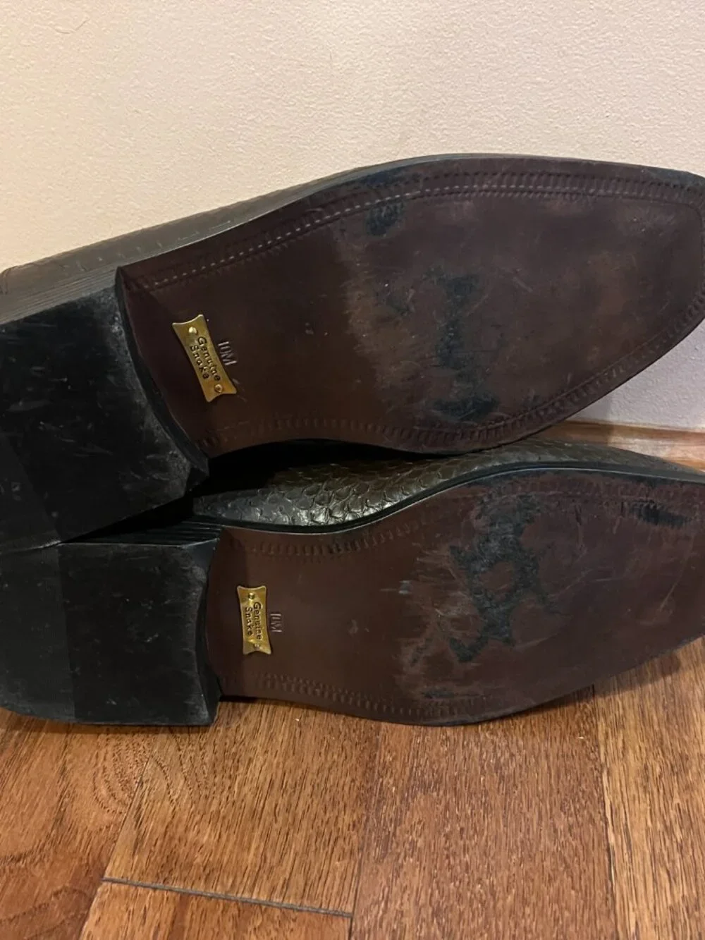 Men's genuine snake skin slip-on shoes